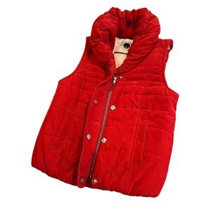 Daughters of the Liberation XS Red‎ Corduroy Quilted Shawl Collar Puffer Vest